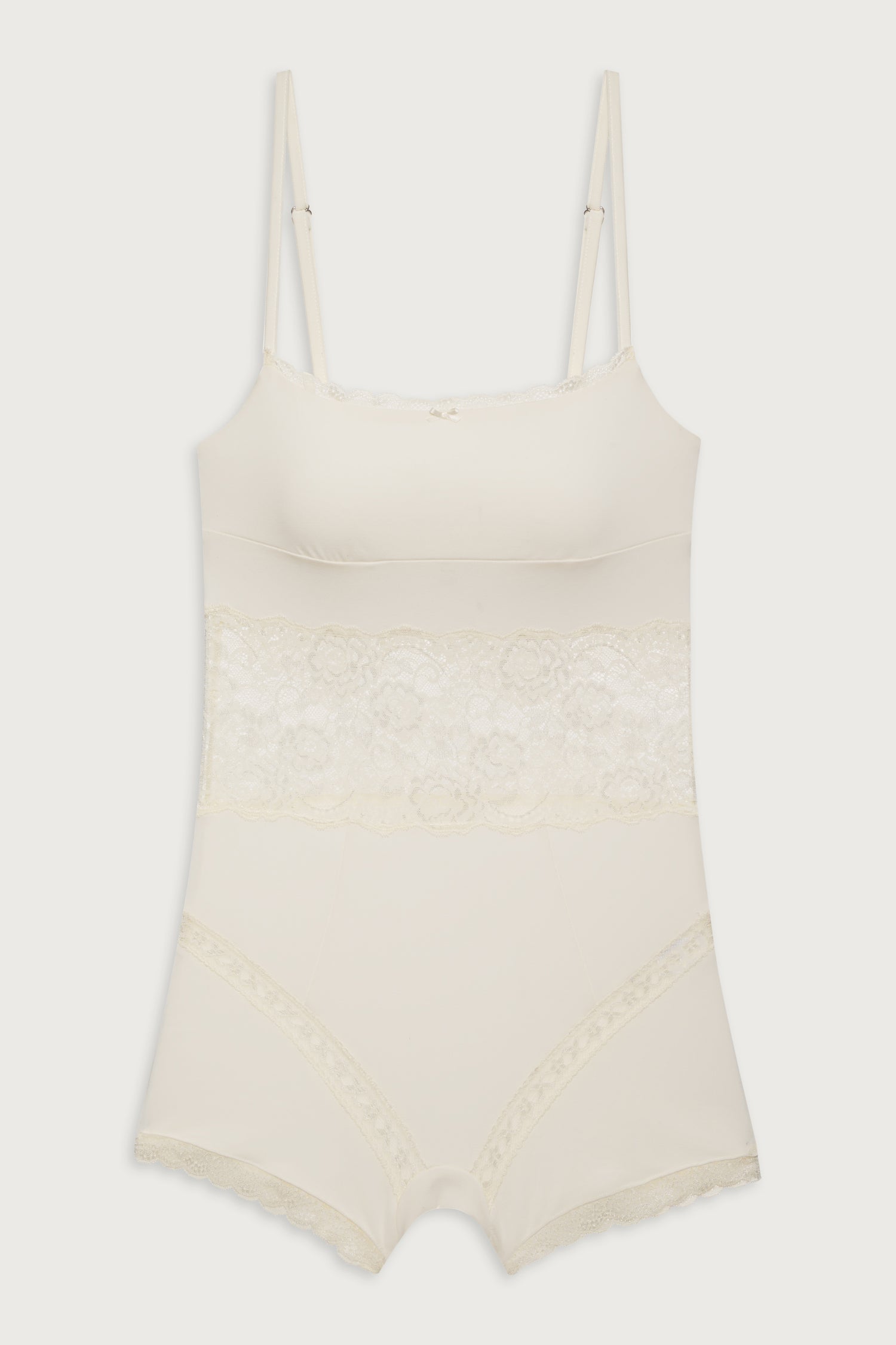 LACE BODYSUIT WITH BOW - White