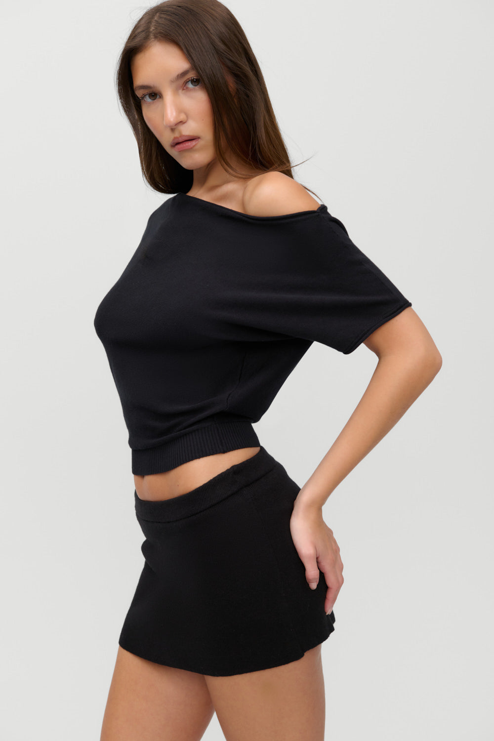 Montecito Boat Neck Knit Shirt  Black