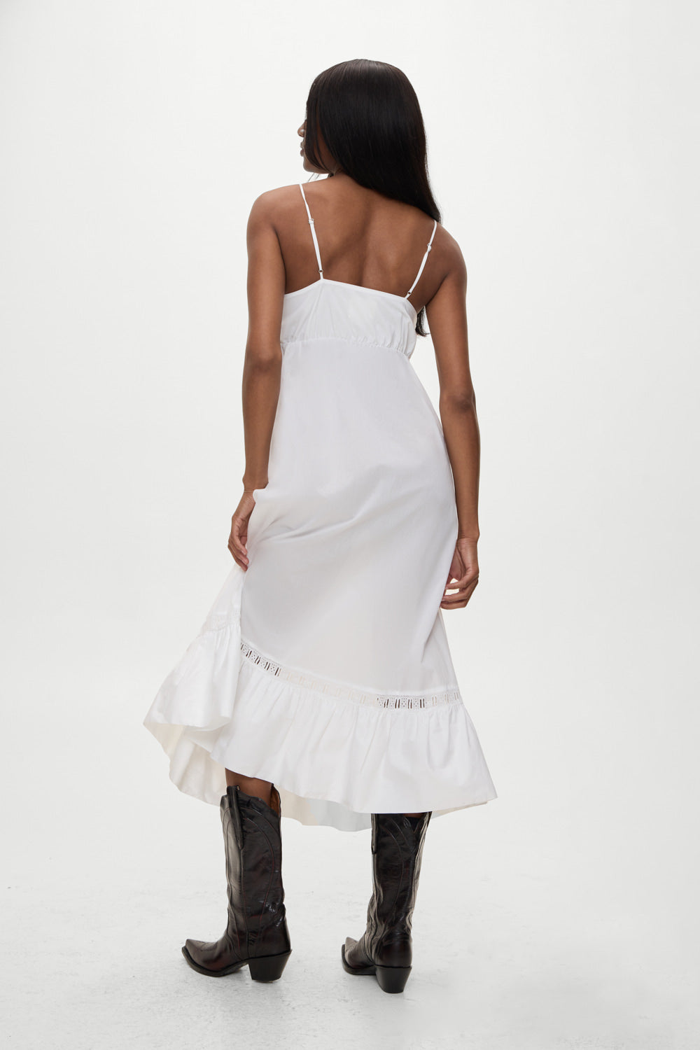 Airy Poplin Midi Dress   White