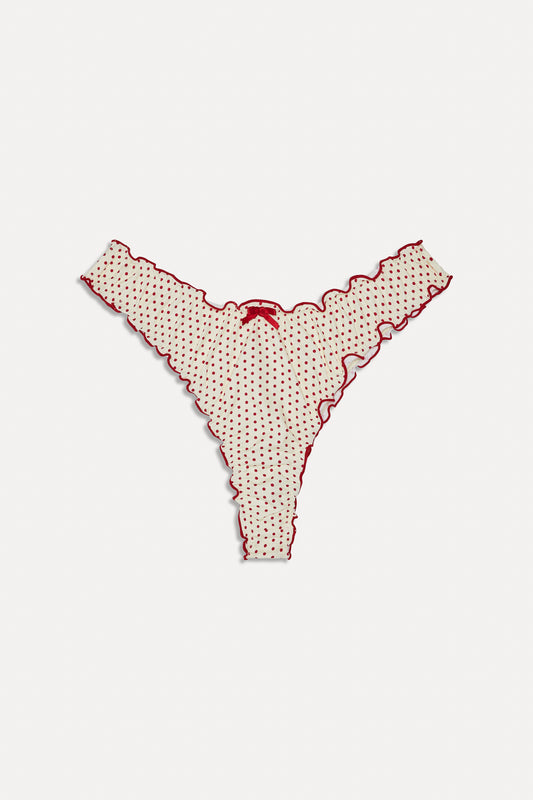 BELLA HADID Dalton Micro Bikini Bottom Strawberry Polka Dot by Frankies Bikinis 