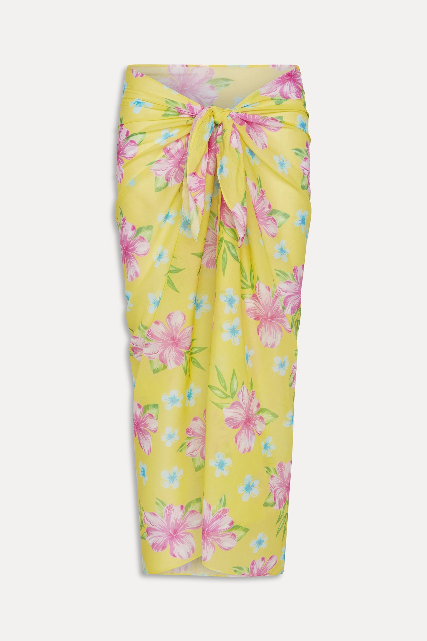 Alessia Floral Cotton Sarong  Hibiscus Lemonade