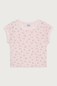 Archie Floral Cotton Tee - Baby Bouquet Pink