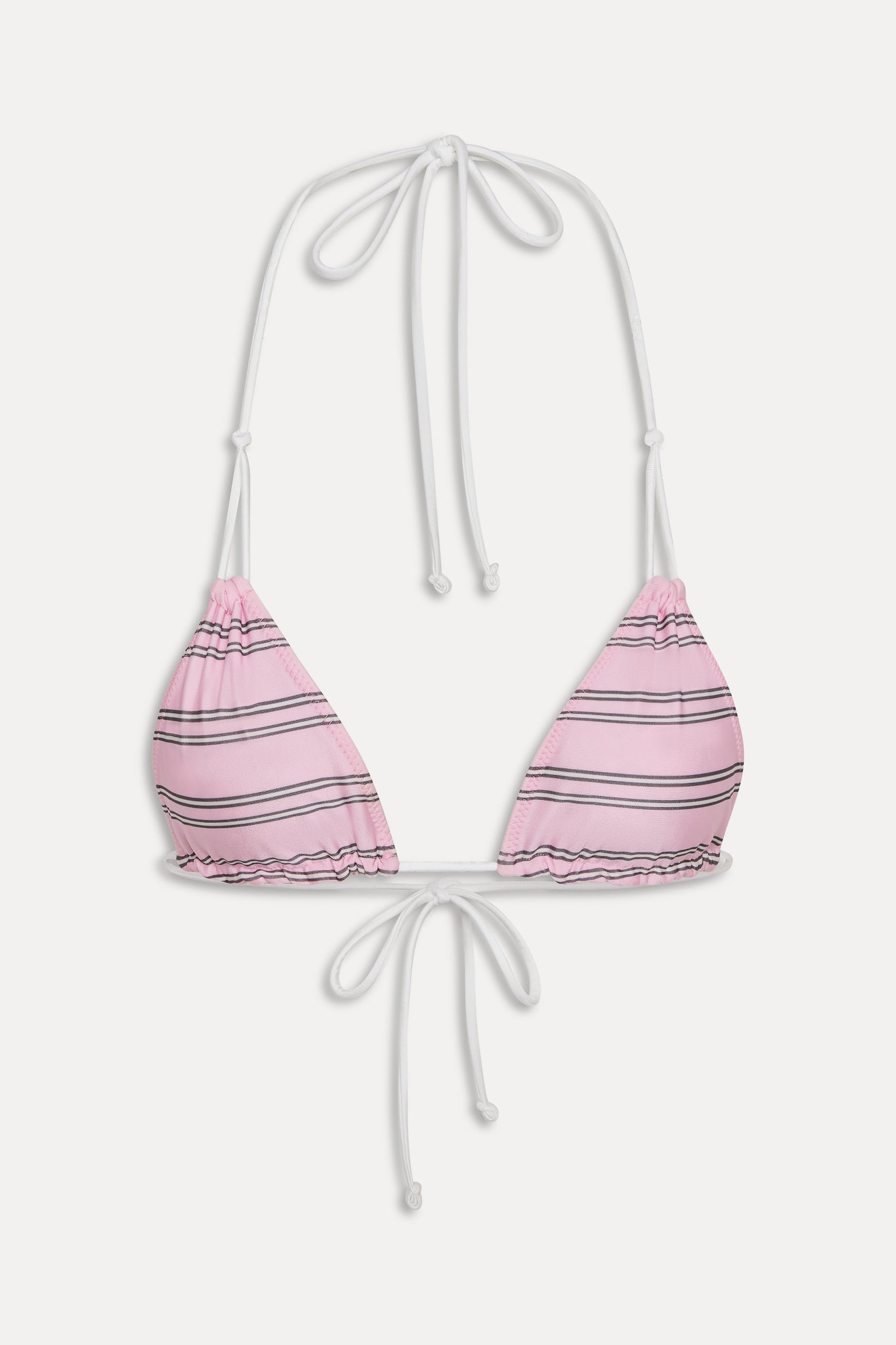 Ari Reversible Satin Bikini Top  Pink Stripe