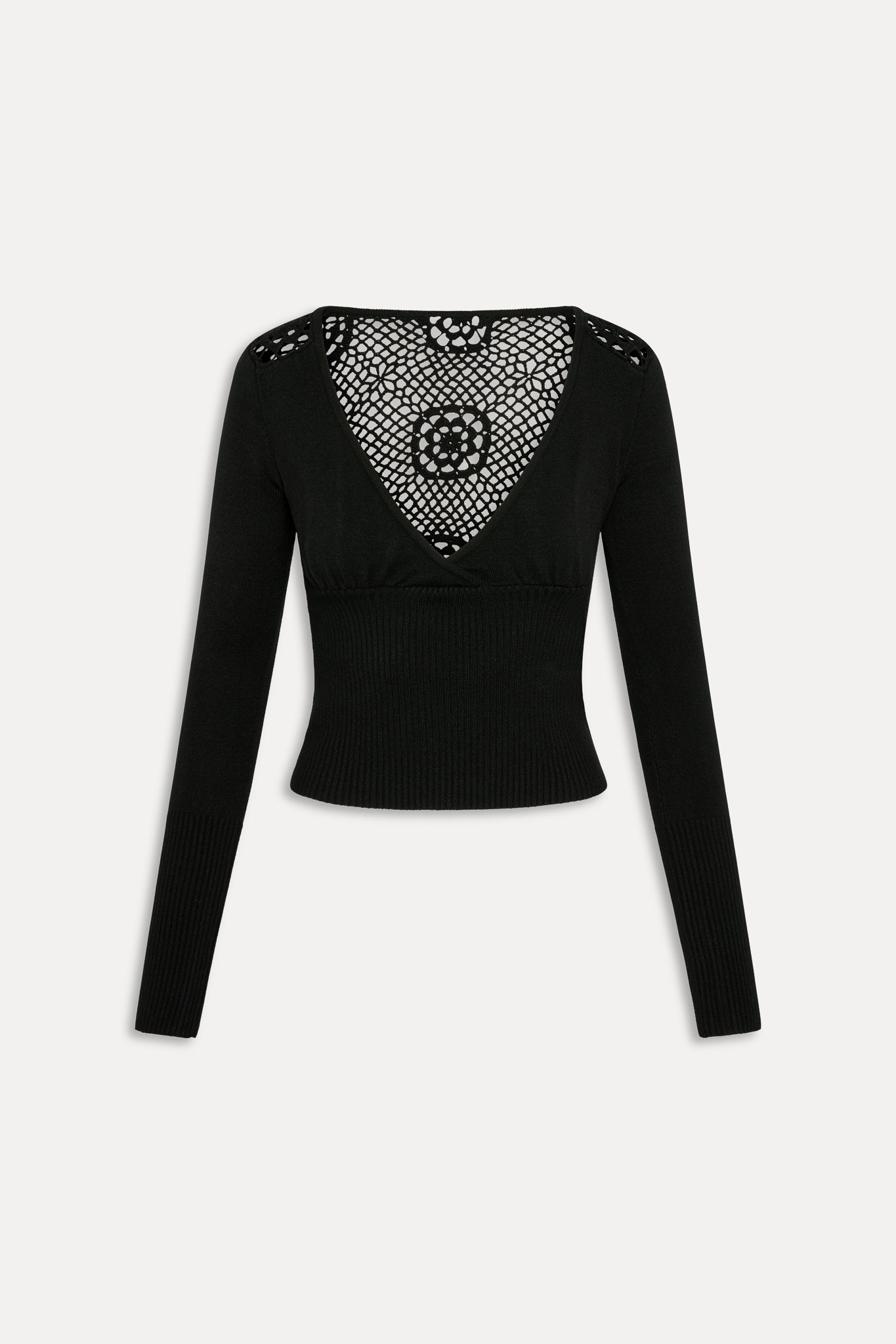 Arlo Crochet Knit Sweater  Black