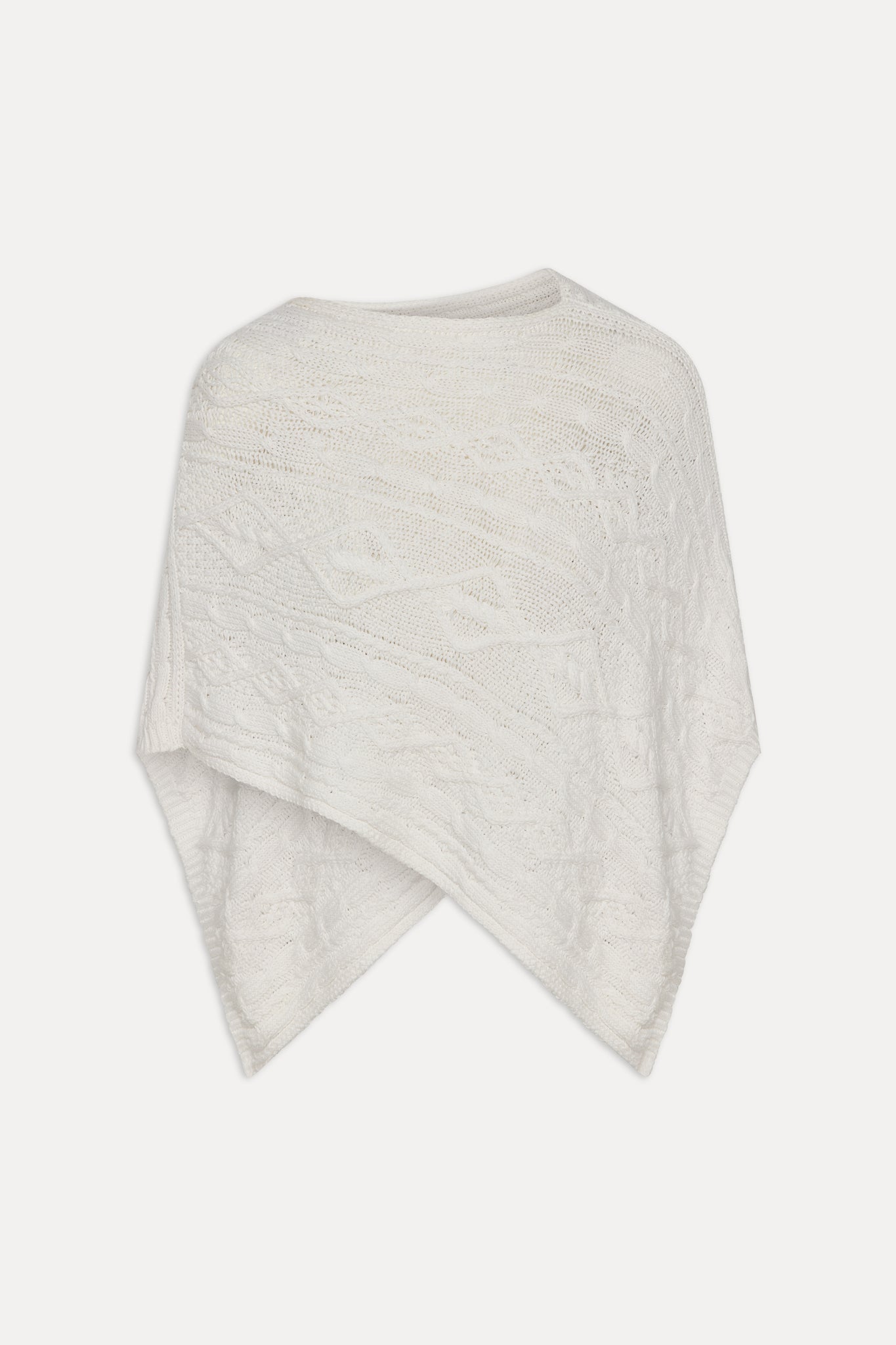 Aspen Knit Poncho - Cloud White