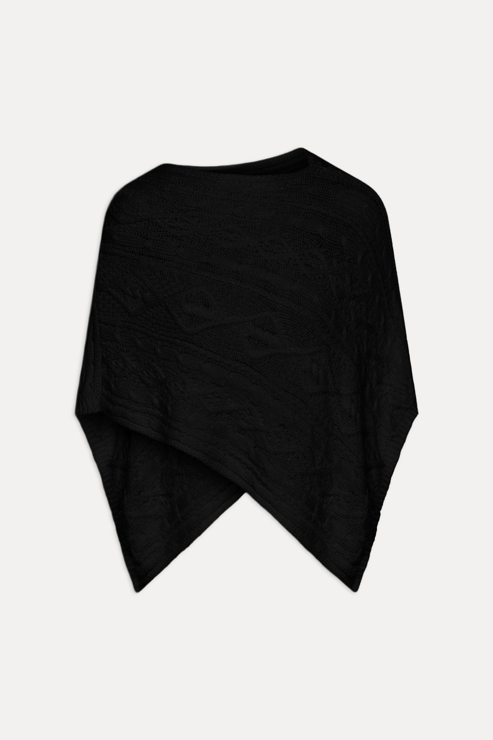 Aspen Cotton Knit Poncho  Black