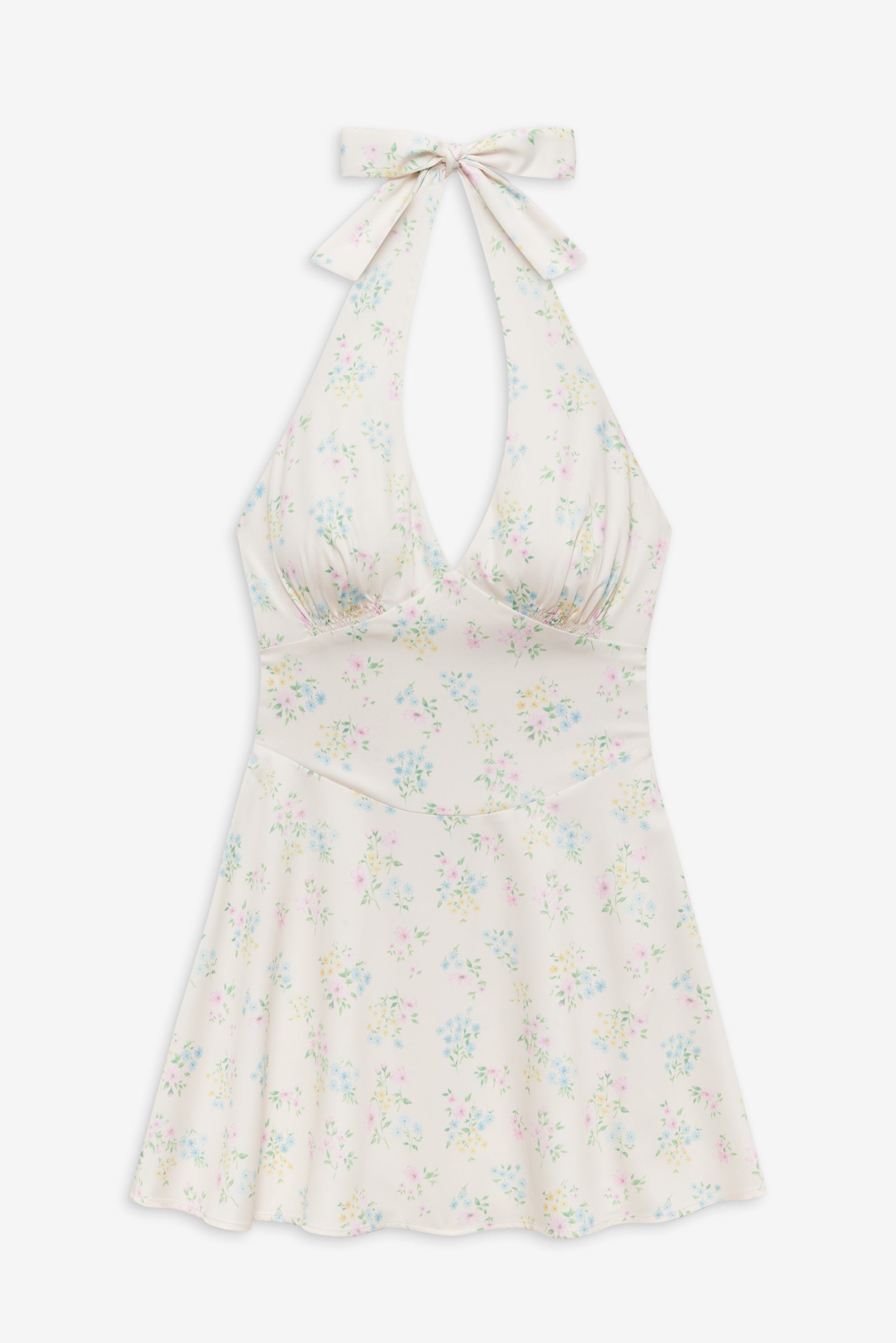 Audrey Floral Satin Mini Dress - French Riviera Audrey Floral Satin Mini Dress - French Riviera