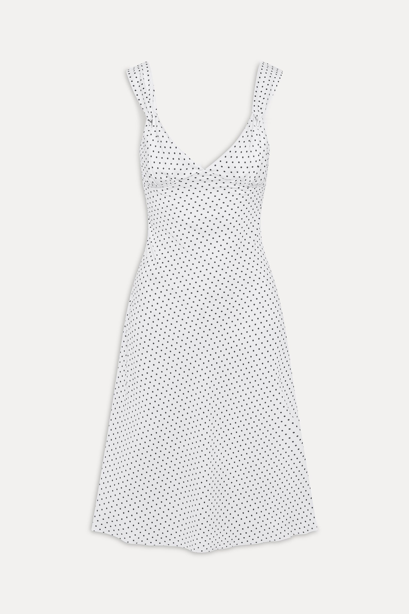 Aurora Satin Midi Dress - White Polka Dot