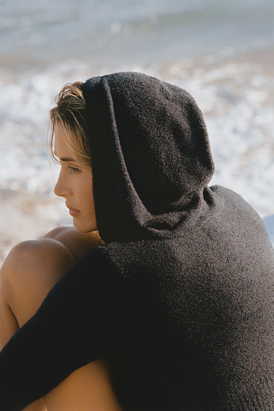 x Barefoot Dreams Aimee Zip Up Hoodie - Black by Frankies Bikinis 
