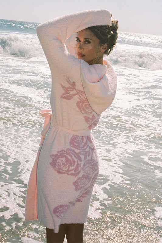 x Barefoot Dreams Fireside Hooded Robe - Cotton Candy by Frankies Bikinis 