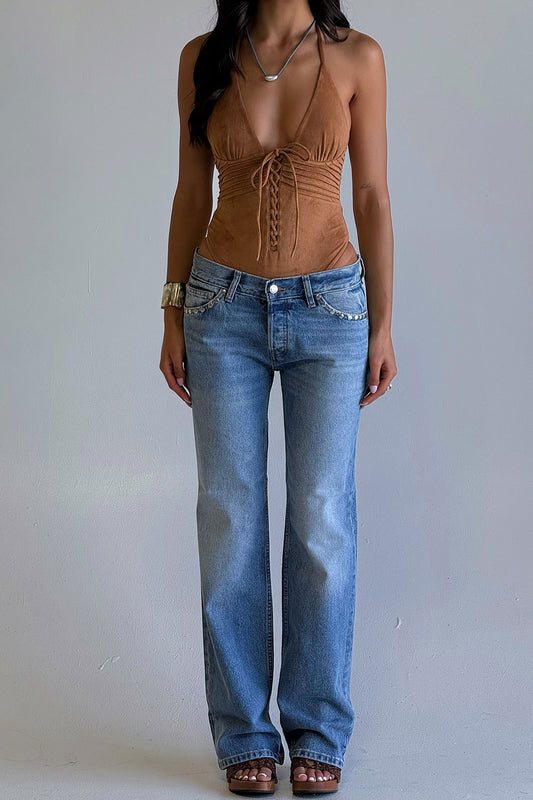 Product-Hover--BELLA HADID Barrel One Piece Swimsuit Sunkissed Suede