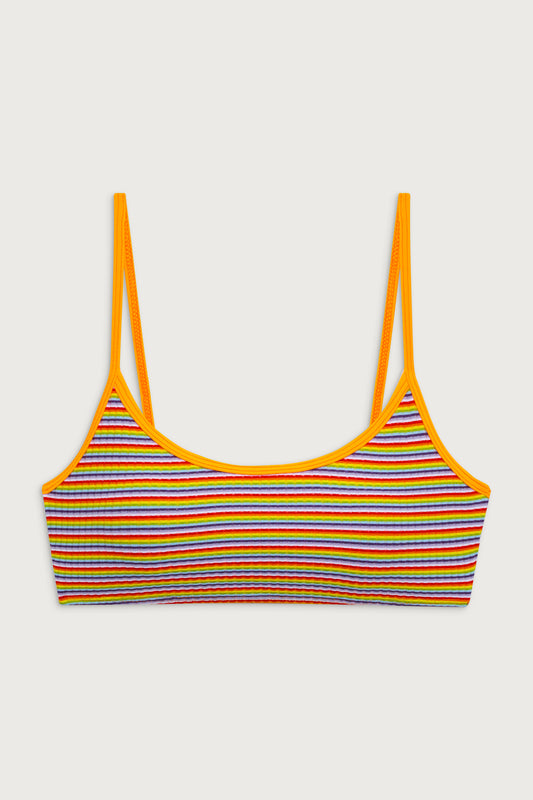 Bay view striped bralette bikini top hawaiian sky by Frankies Bikinis 