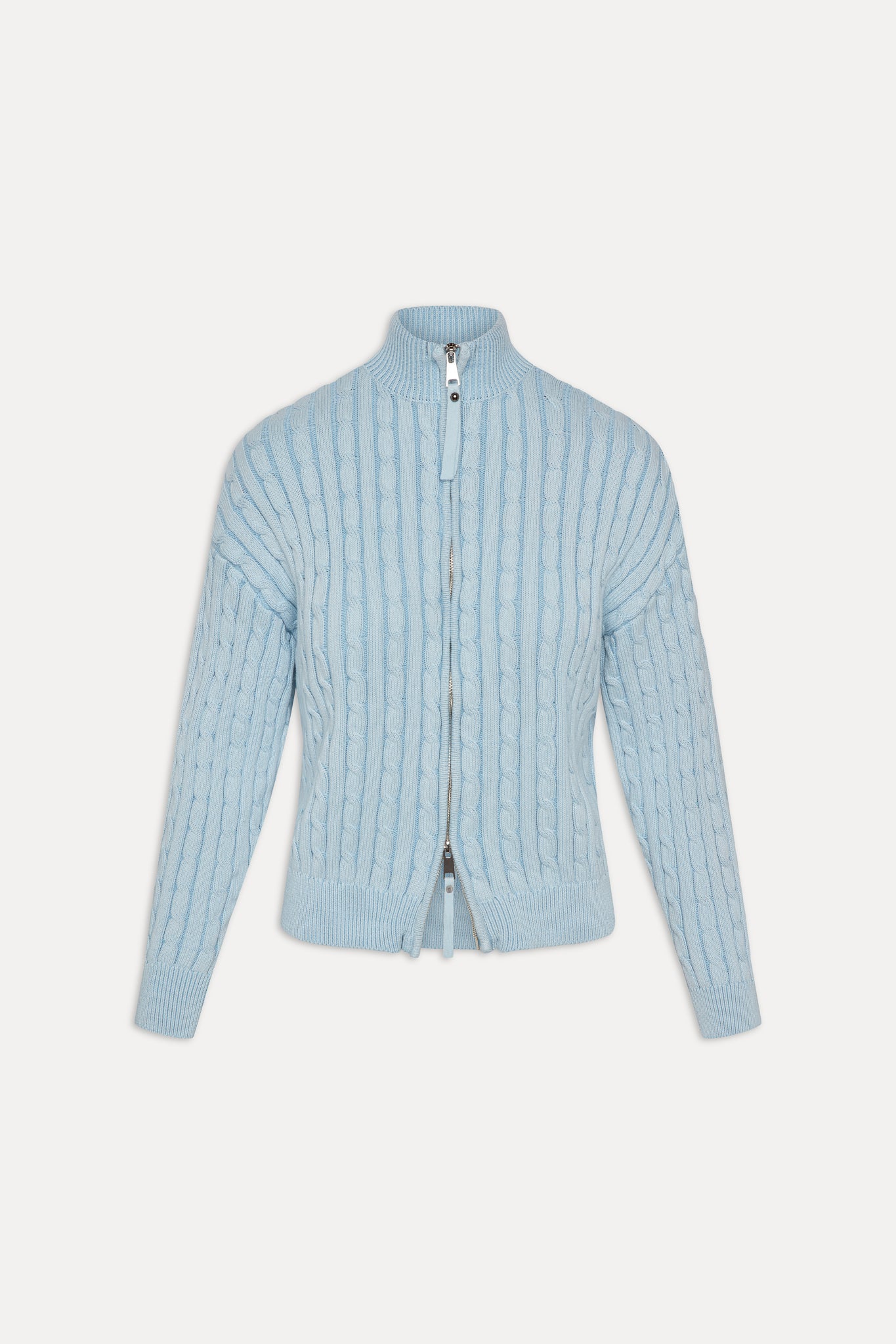 Bea Cable Knit Zip Up Sweater  Daydream