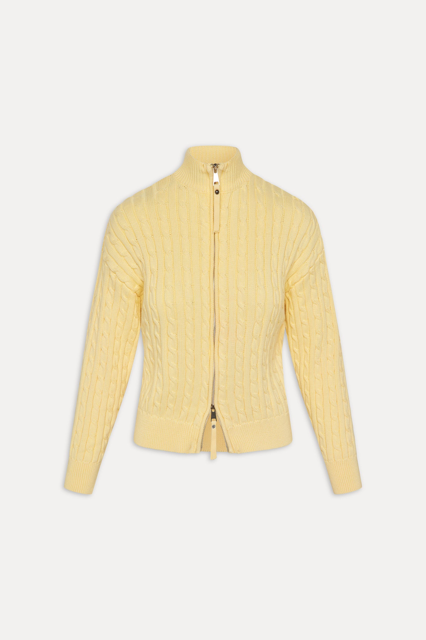 Bea Cable Knit Zip Up Sweater  Vanilla Sugar