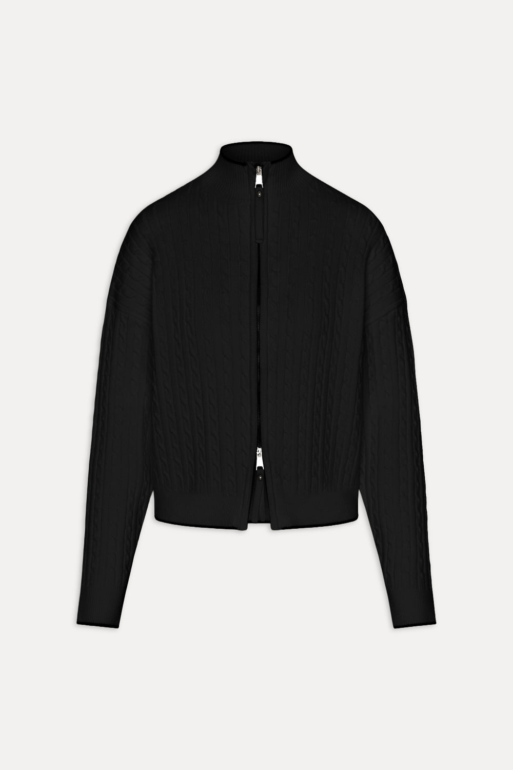 Bea Cloud Knit Zip Up Sweater - Black