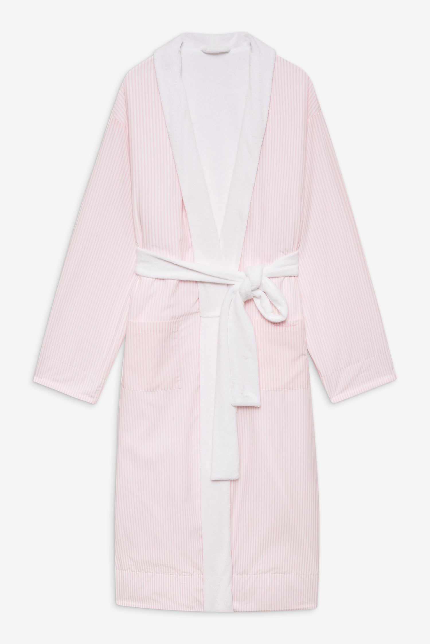 pink and white striped dressing gown Pink Stripe Fluffy Short Dressing Gown