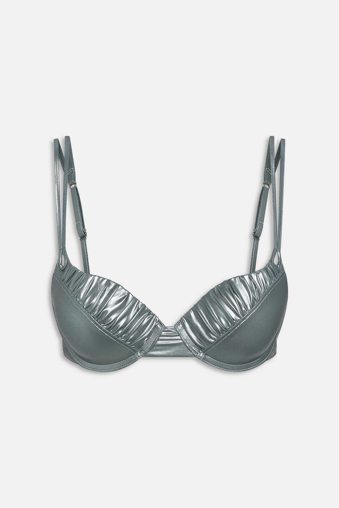 x KHY Cherish Metallic Push Up Bikini Top  Chrome