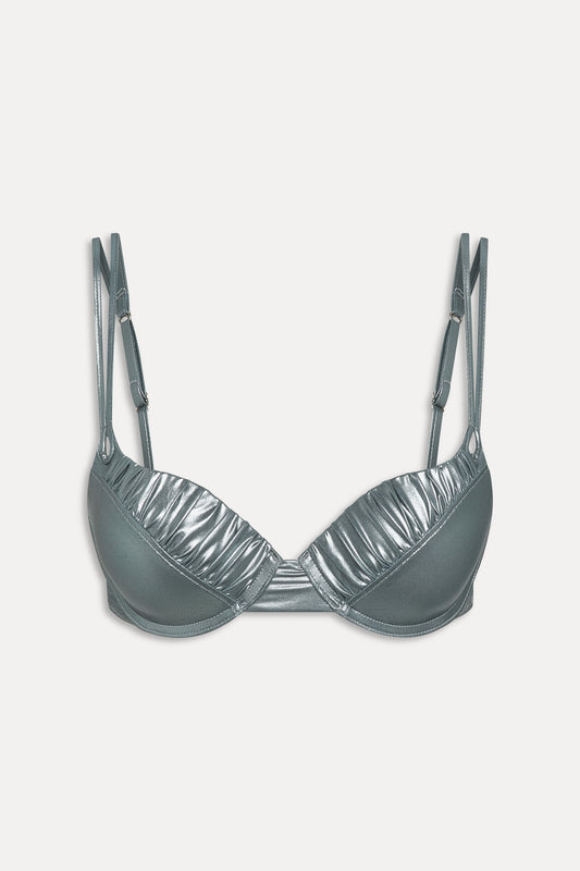 x KHY Cherish Metallic Push Up Bikini Top - Chrome by Frankies Bikinis 
