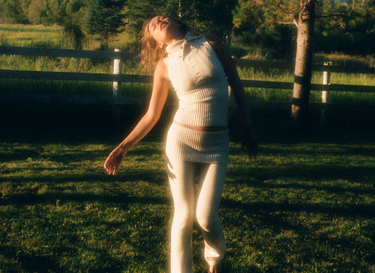 Axel Cable Cloud Knit Sleeveless Sweater French Vanilla and Mason Cloud Knit Flare Pant French Vanilla by Frankies Bikinis 