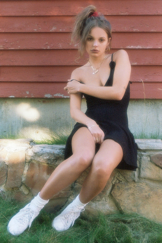 Houston Cable Cloud Knit Dress Black by Frankies Bikinis 