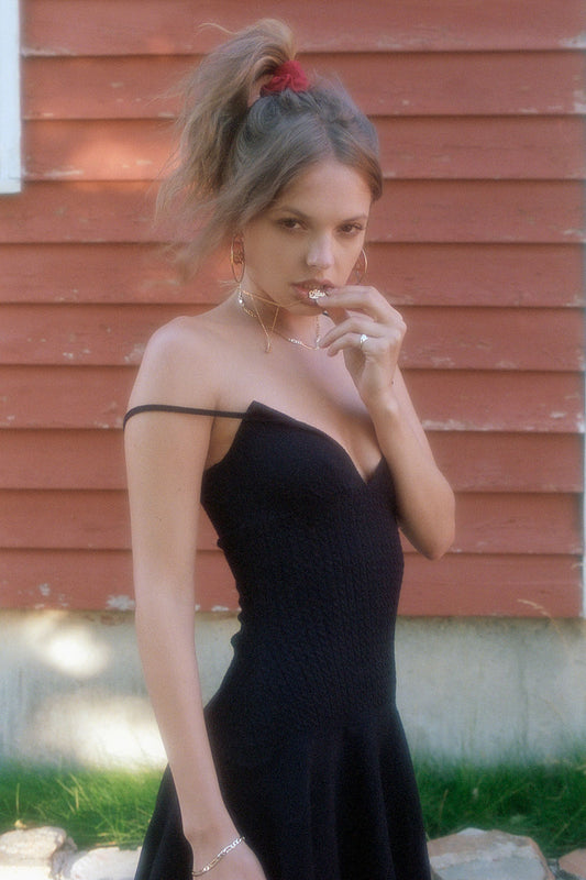 Houston Cable Cloud Knit Dress Black by Frankies Bikinis 