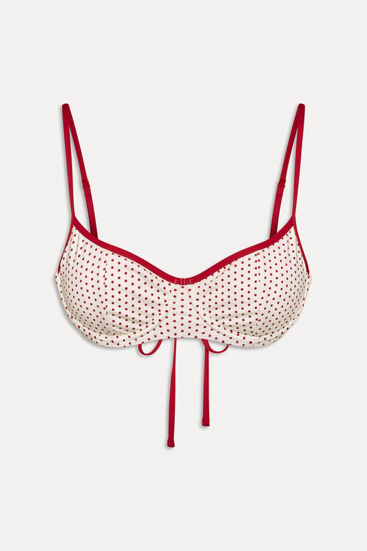 BELLA HADID Cola Underwire Bikini Top Strawberry Polka Dot by Frankies Bikinis 