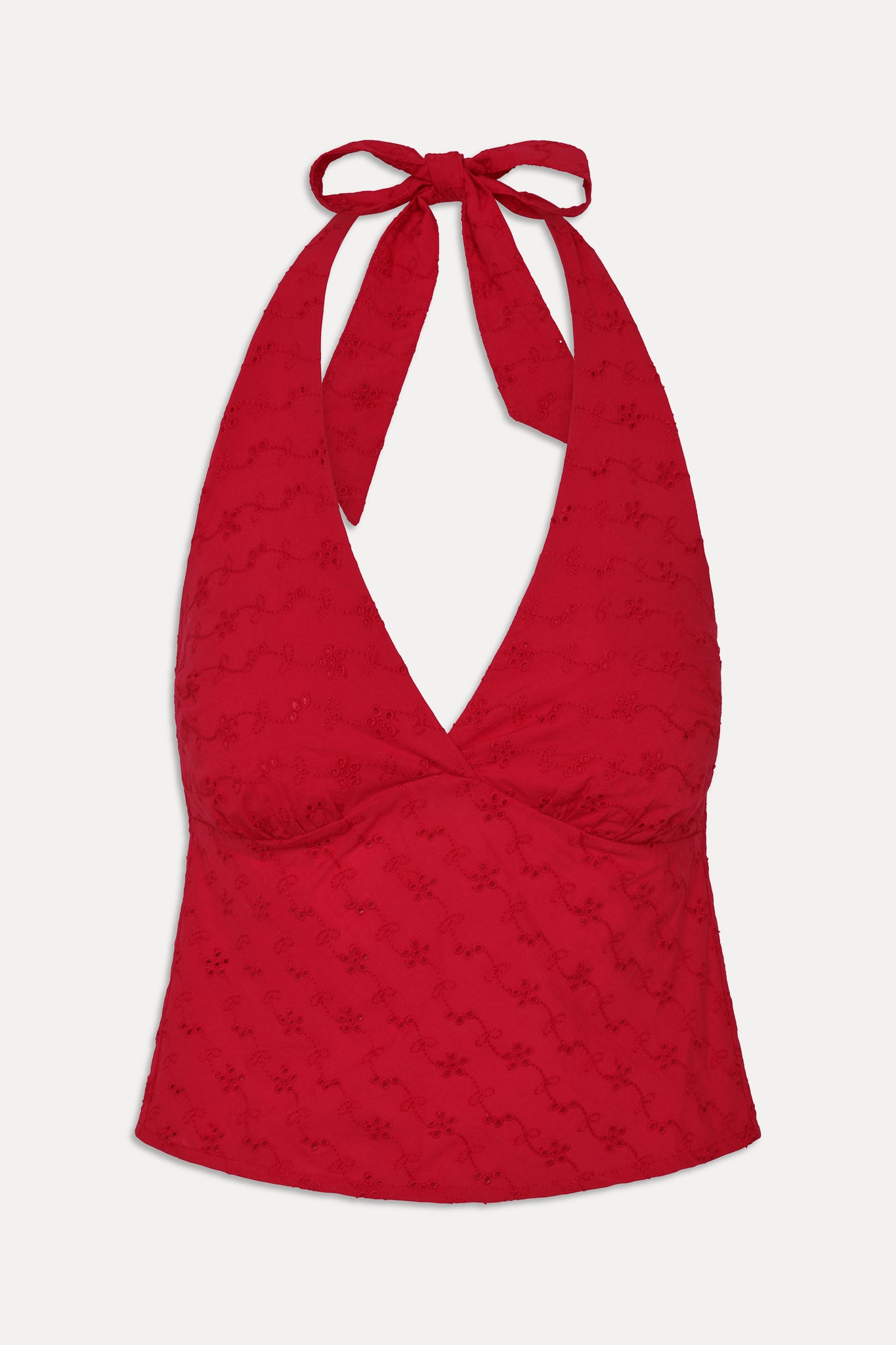 Cora Eyelet Halter Top  Red Rose