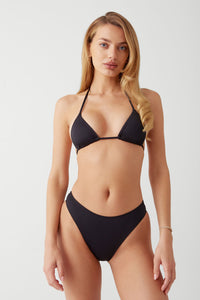 Laura High Waist Cheeky Bikini Bottom - Black