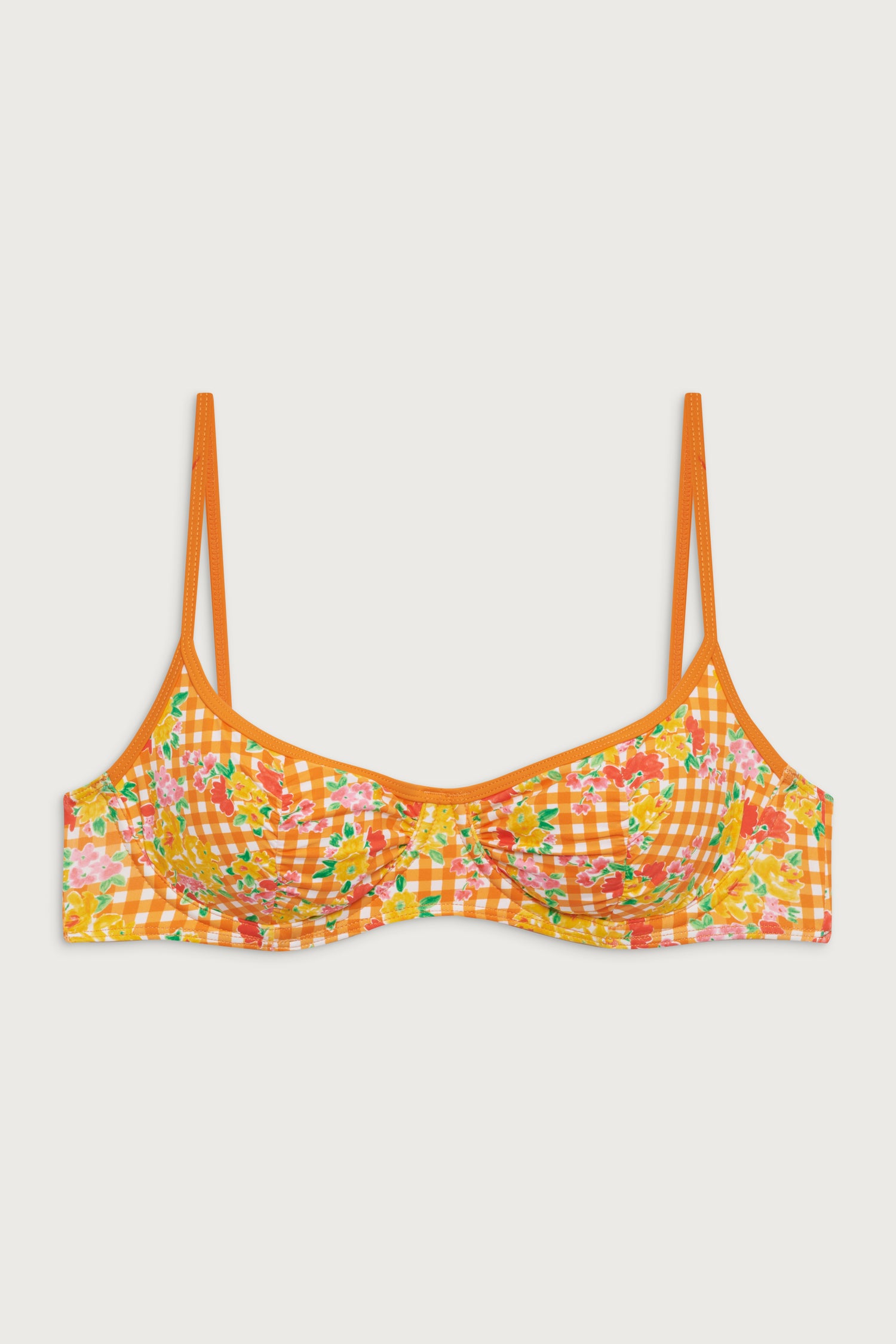 Dean Floral Underwire Bikini Top  Marigold Gingham