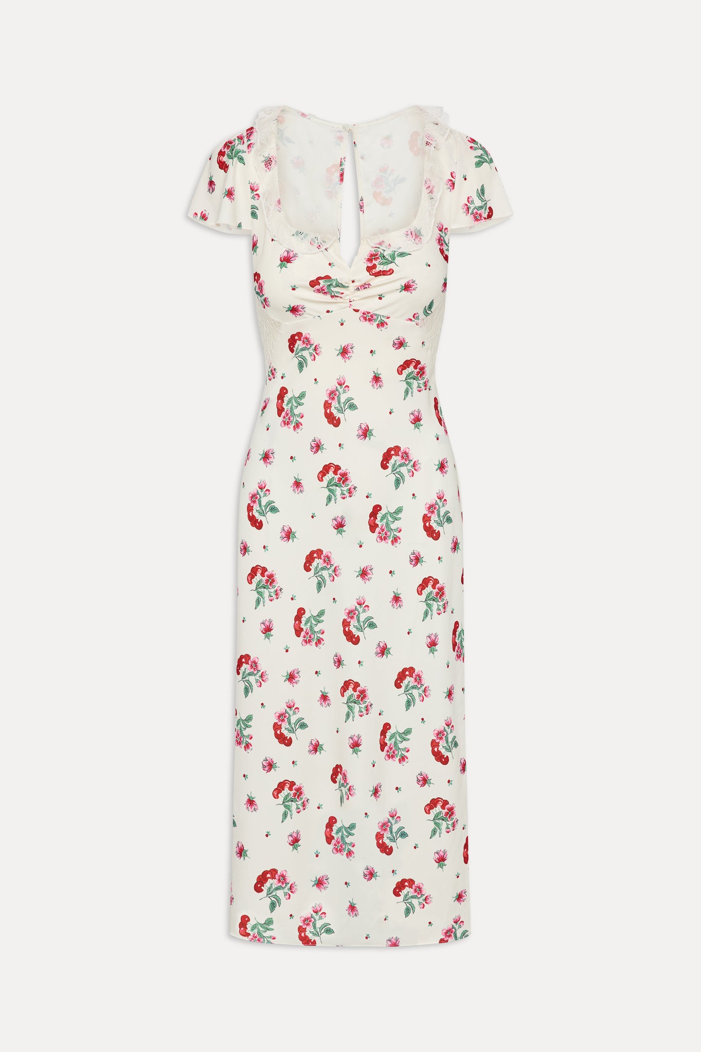 Delicate Lace Midi Dress - Cherry Flower Delicate Lace Midi Dress - Cherry Flower