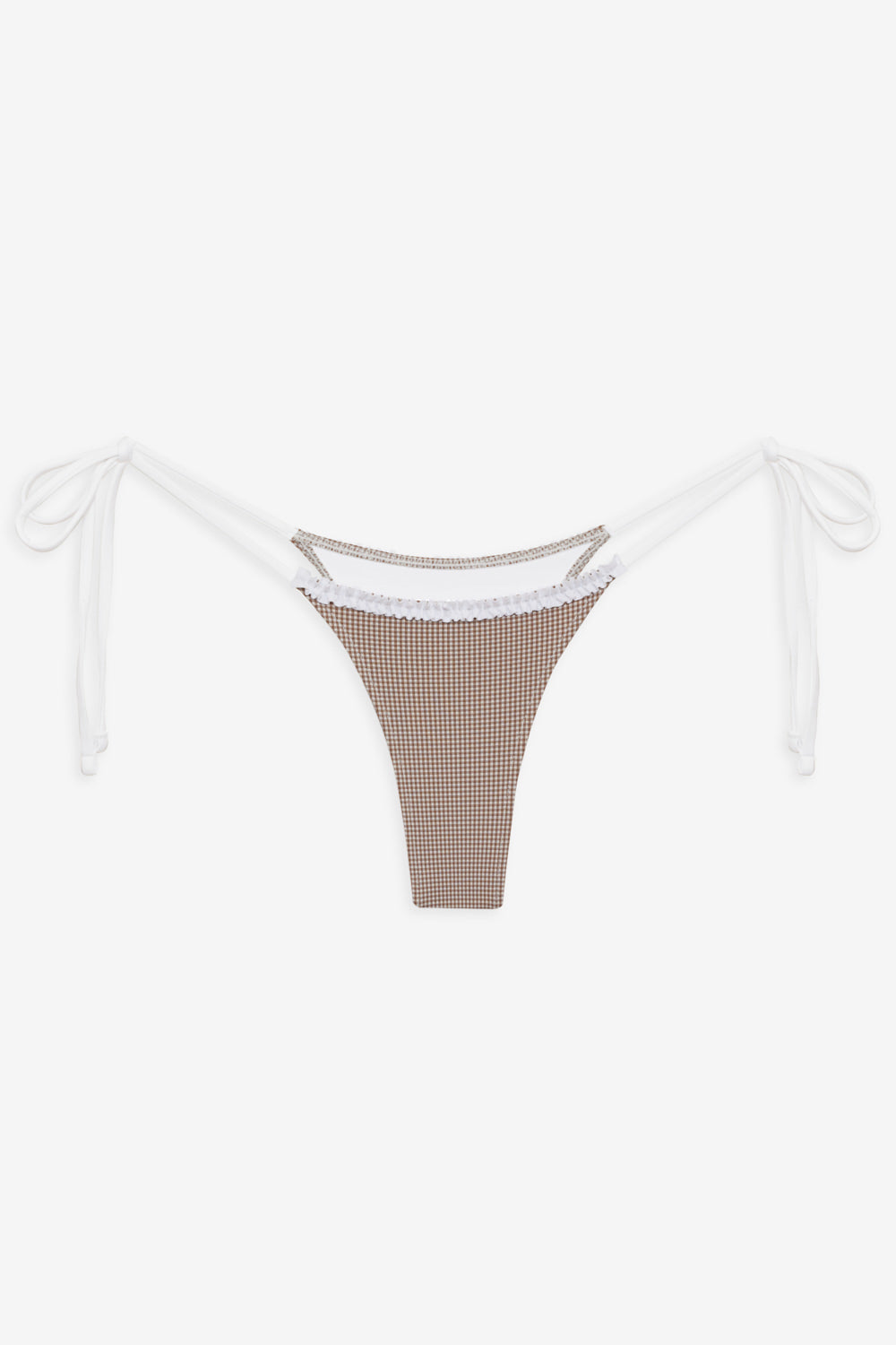 Divine Gingham Skimpy Bikini Bottom  Brown Gingham