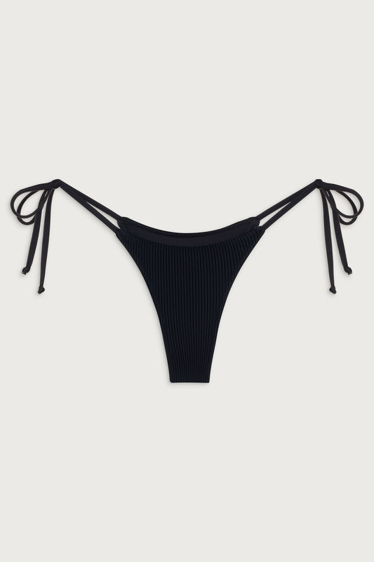 Divine ribbed skimpy bikini bottom black by Frankies Bikinis 