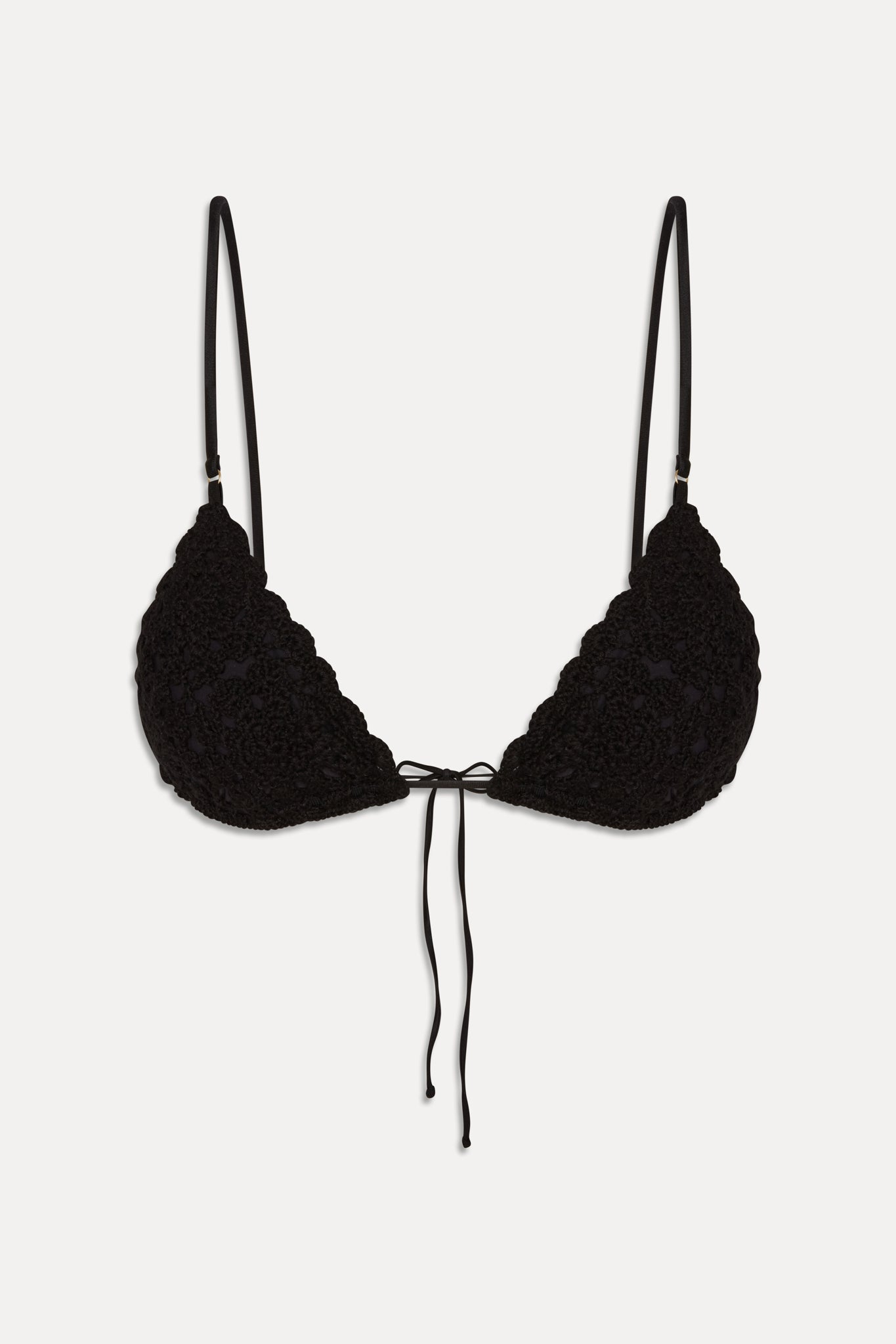 Elena Crochet Shine Bikini Top  Black