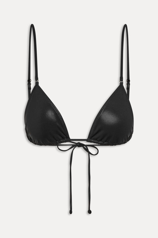 x KHY Elena Micro Metallic Bikini Top - Black Chrome by Frankies Bikinis 