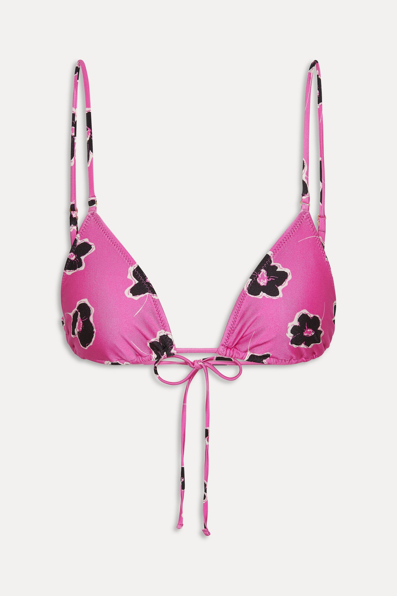 Elena Satin Triangle Bikini Top  Pink Fantasy