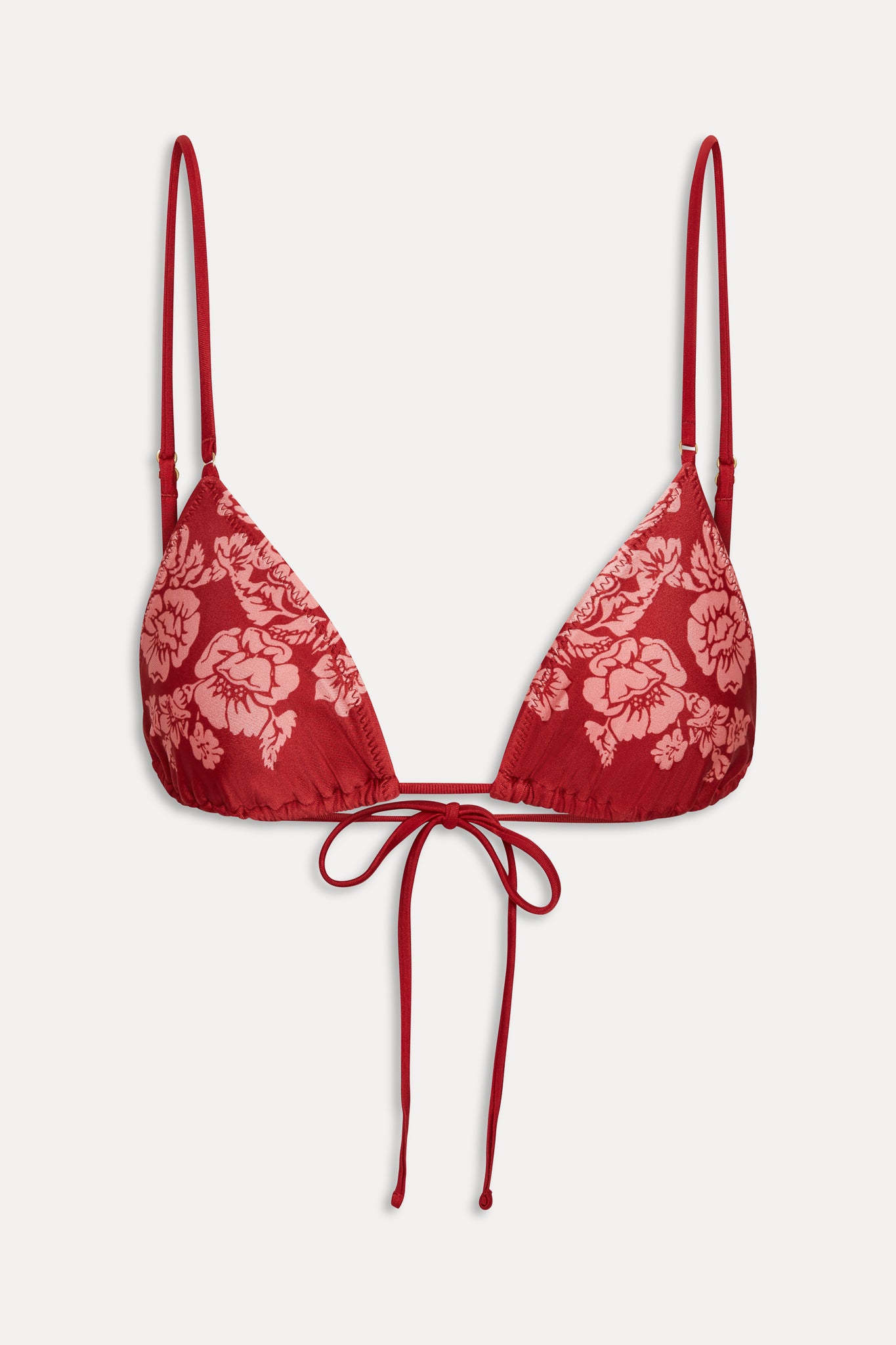 Elena Satin Triangle Bikini Top  Scarlet Rose