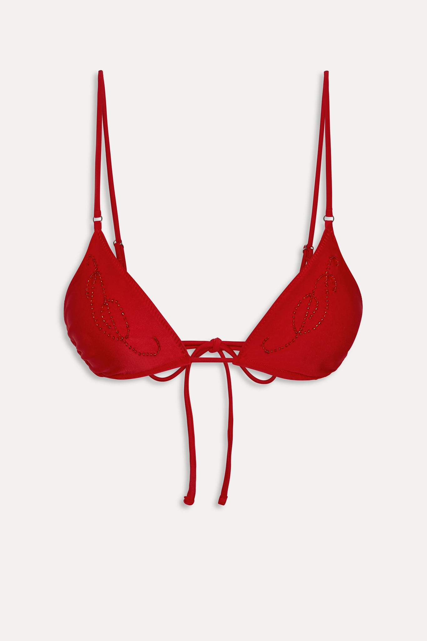 x JENNIE Elena Beaded Bikini Top  Classic Red