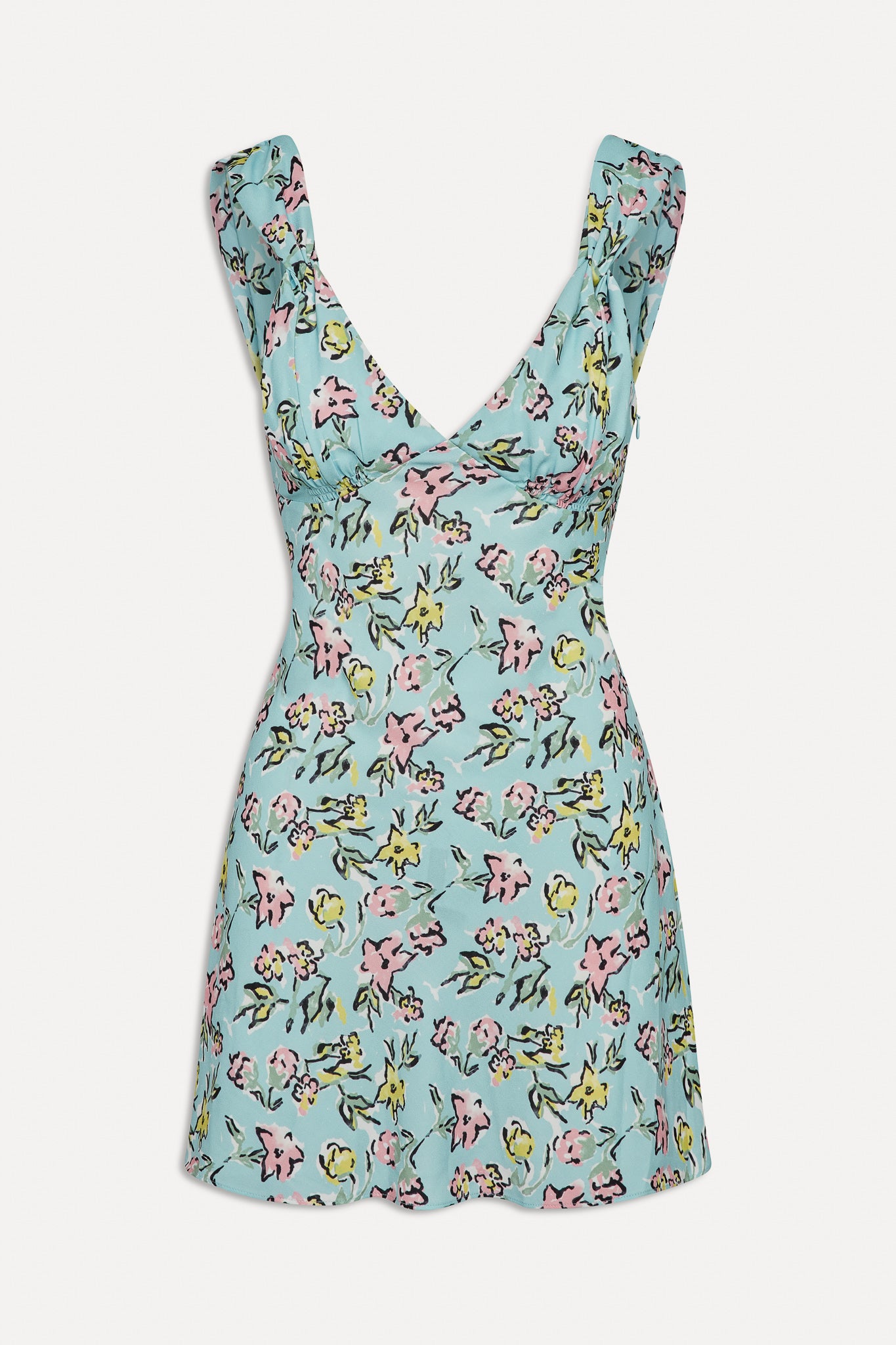 Emilia Satin Floral Mini Dress  Pastel Peony
