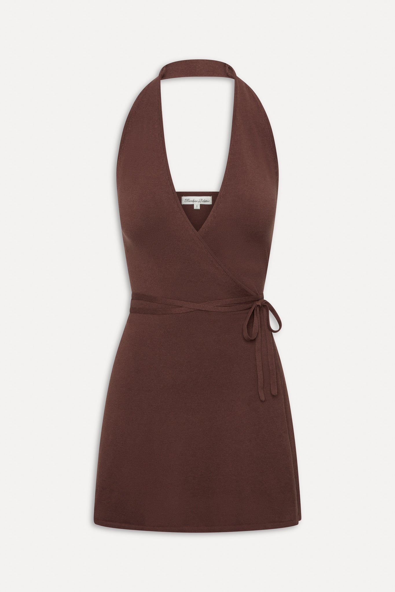 Evening Halter Wrap Mini Dress - Brown Sugar Evening Halter Wrap Mini Dress - Brown Sugar