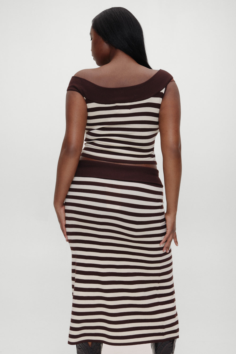 x BELLA HADID Tucker Knit Midi Skirt  Cowboy Stripe