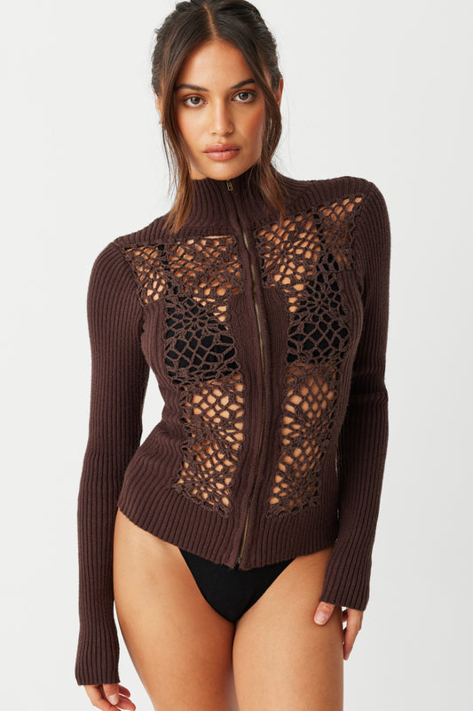 Product--Heaven Ribbed Cloud Knit Sweater Bourbon