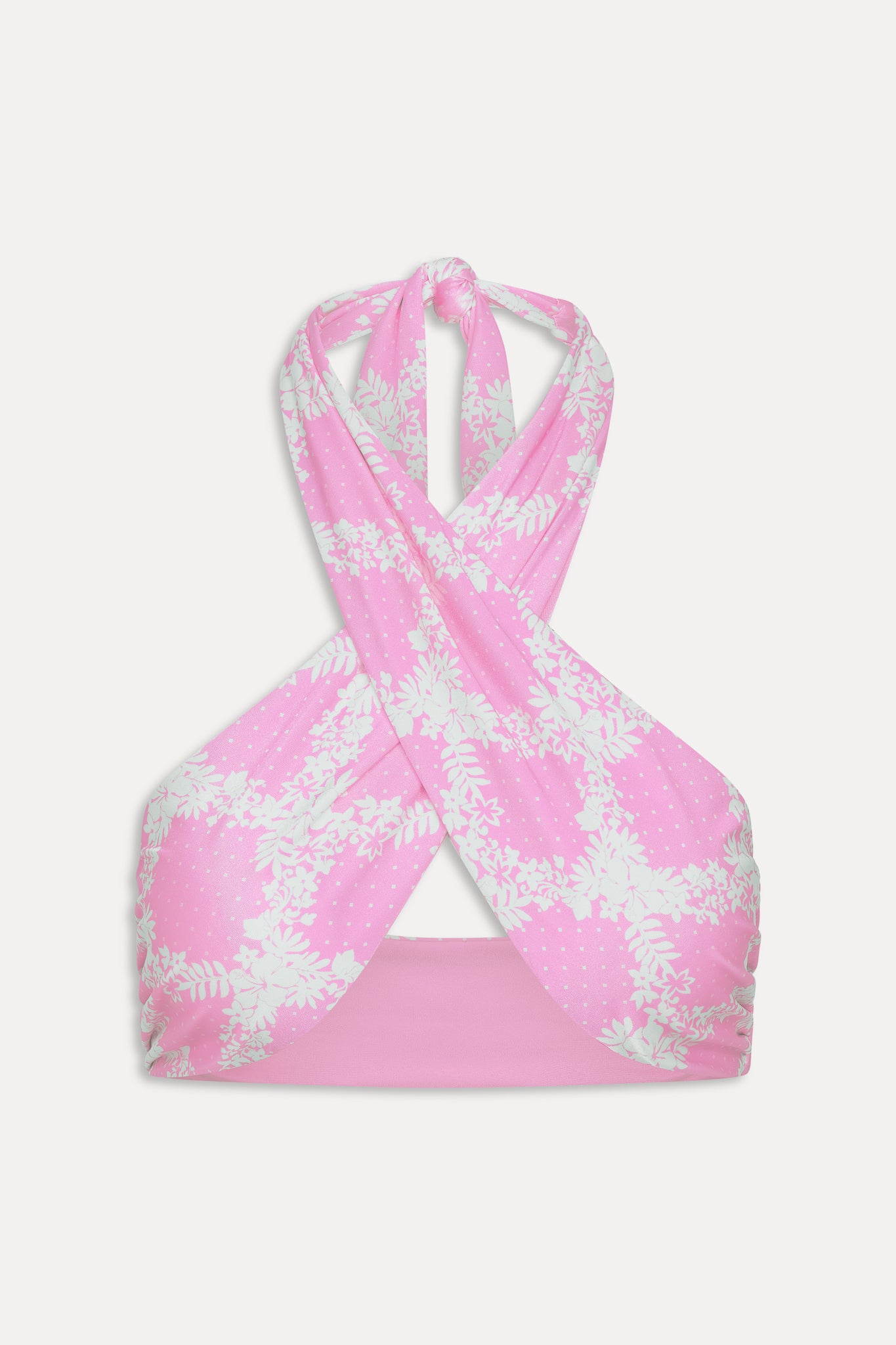 Forever Satin Wrap Bikini Top  Tropical Pink Polka Dot