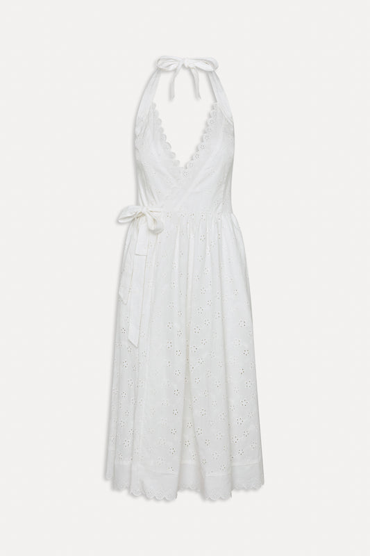 BELLA HADID Fort Worth Fairy Midi Dress Salt Air Eyelet by Frankies Bikinis 