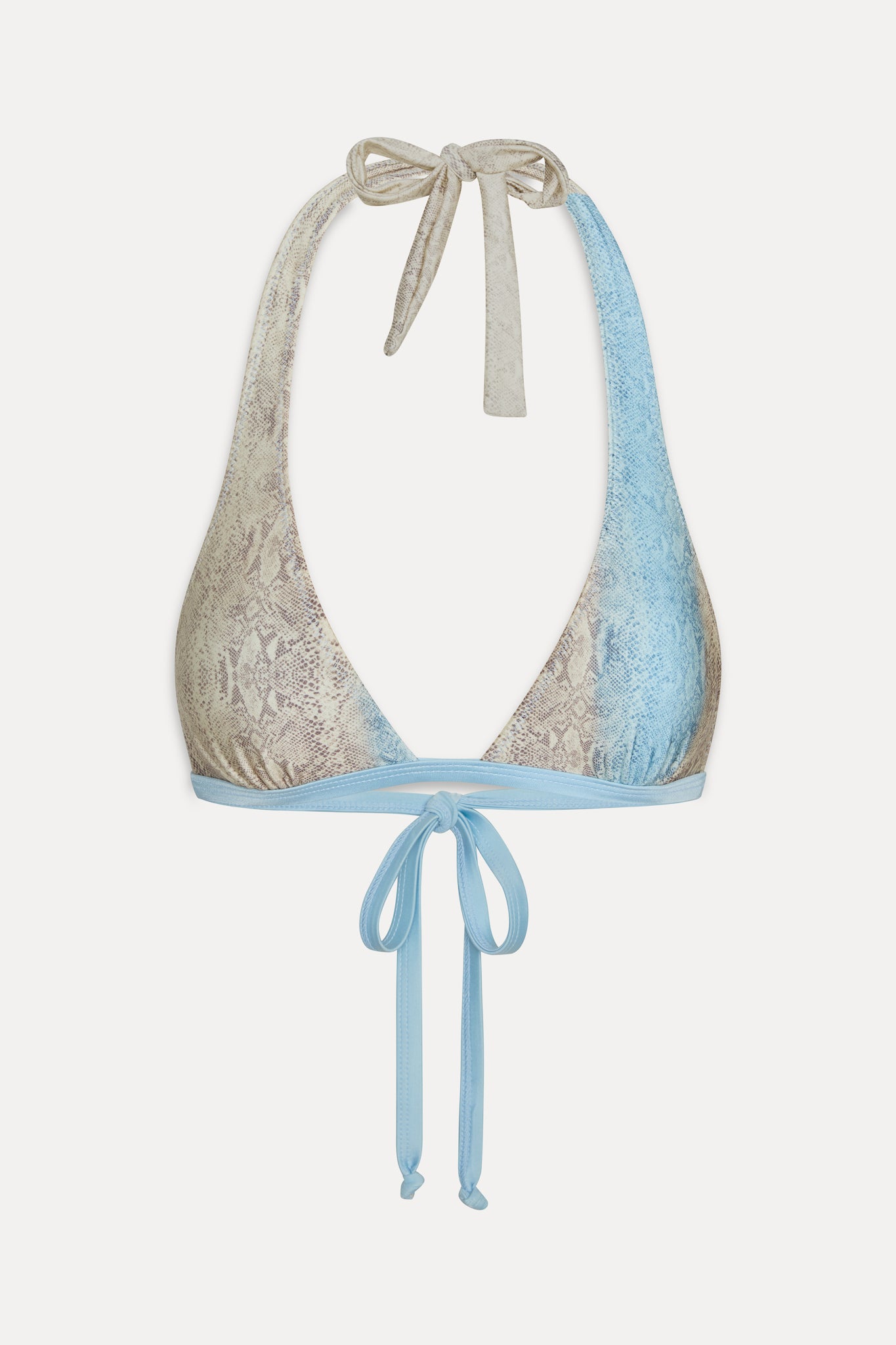 Frank Satin Halter Bikini Top  Blue Python