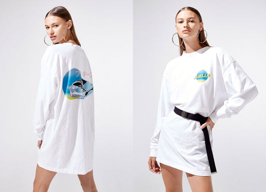 Logo Long Sleeve Tee White by Frankies Bikinis 