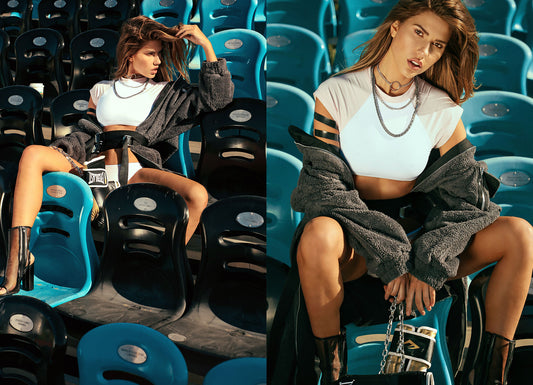 Tori Top Rose Water Baseball Style Crop Top by Frankies Bikinis 