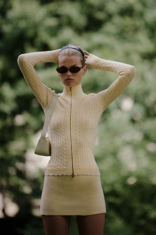 Carter cable knit sweater vanilla sugar by Frankies Bikinis 