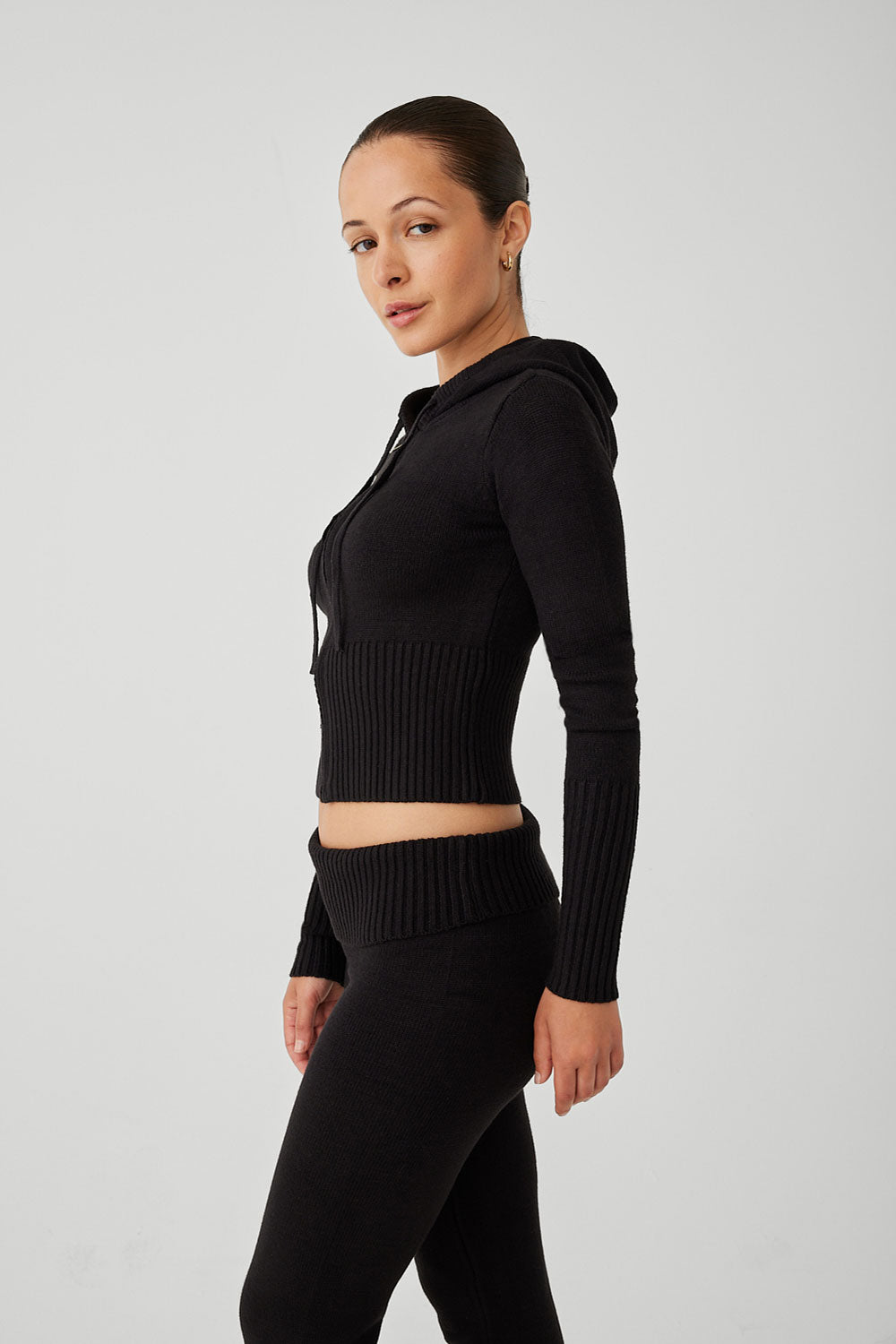Aimee Cloud Knit Zip Up Hoodie Black