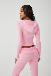 Aimee Cloud Knit Zip Up Hoodie Valentine Pink
