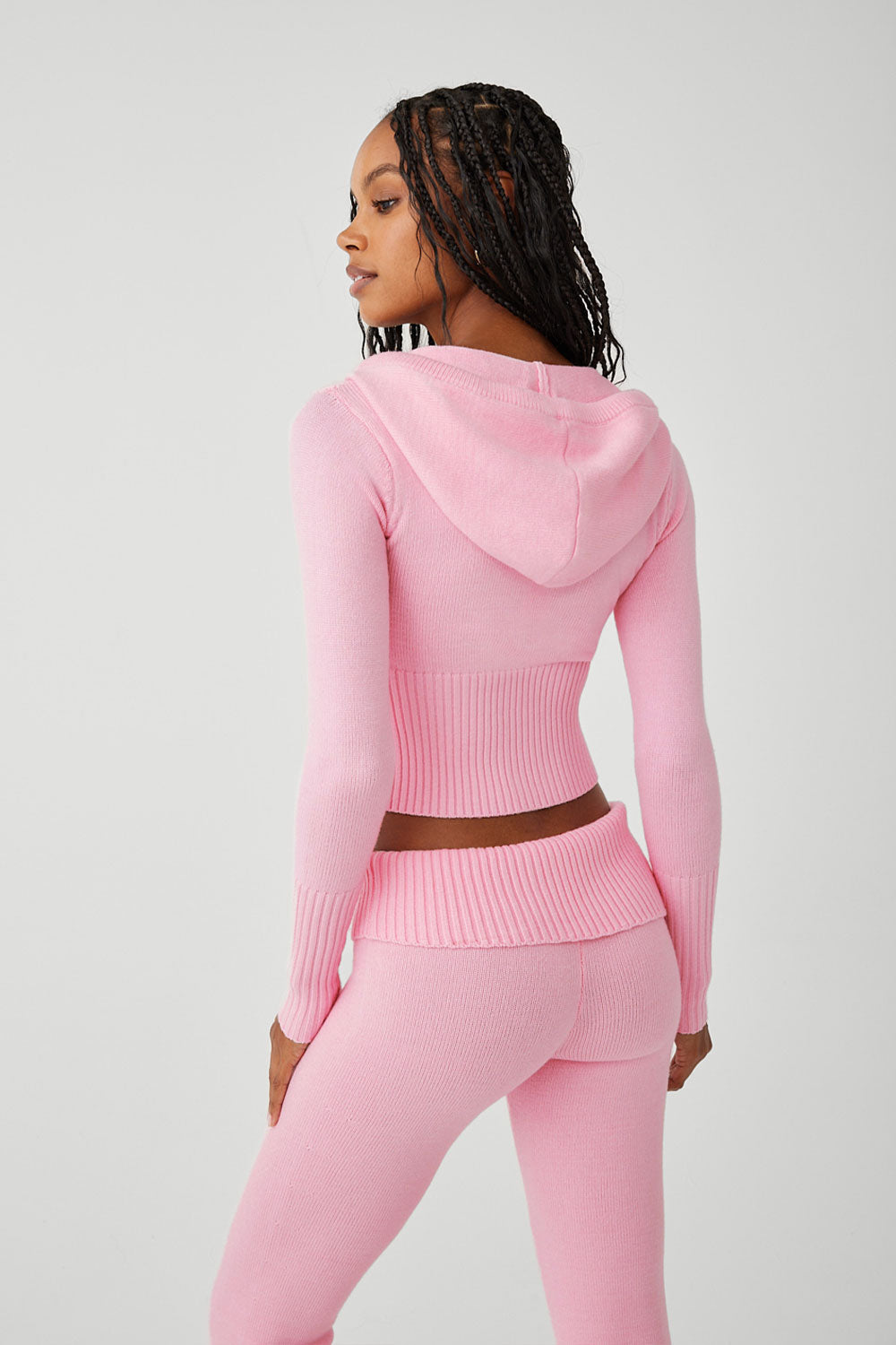 Aimee Cloud Knit Zip Up Hoodie - Valentine Pink